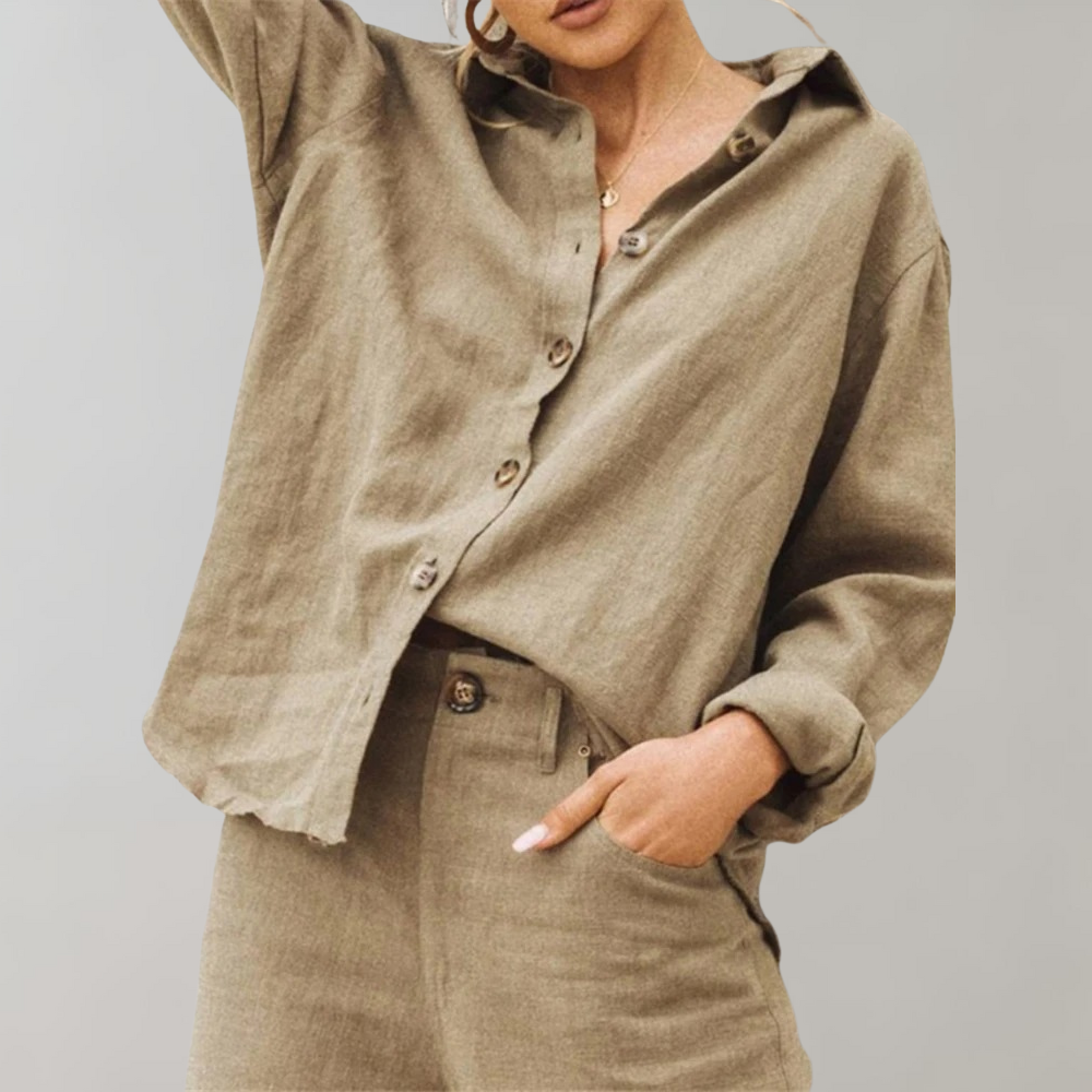 Linen-Cotton Blend Shirt - Breathable Relaxed-Fit Button-Down