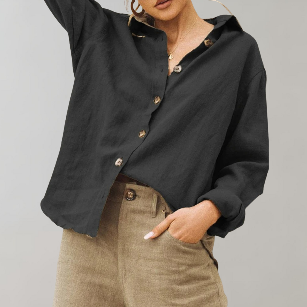 Linen-Cotton Blend Shirt - Breathable Relaxed-Fit Button-Down