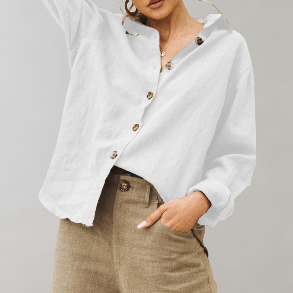 Linen-Cotton Blend Shirt - Breathable Relaxed-Fit Button-Down