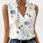 Elegant Floral V-Neck Sleeveless Top - Versatile Everyday Style