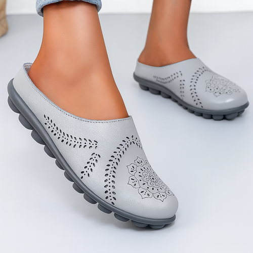 Comfortable Cutout Slip-On Sandals - Genuine Leather Everyday Wear