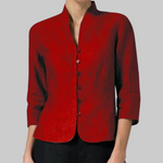Women's Elegant Stand Collar Blouse - Polished Three-Quarter Sleeve Top