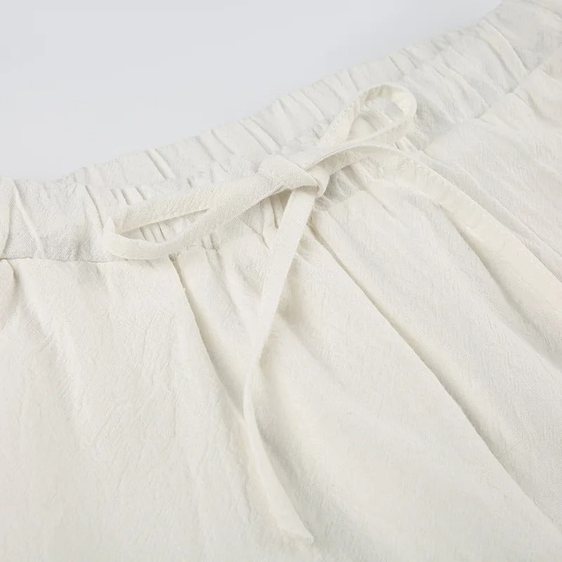 Women's Linen Wide-Leg Pants - Breathable Drawstring Comfort
