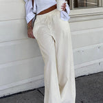 Women's Linen Wide-Leg Pants - Breathable Drawstring Comfort