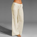 Women's Linen Wide-Leg Pants - Breathable Drawstring Comfort