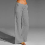 Women's Linen Wide-Leg Pants - Breathable Drawstring Comfort