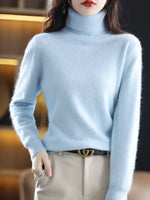 Women's Pure Cashmere Turtleneck Sweater - Soft Slim-Fit Knit
