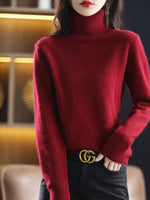 Women's Pure Cashmere Turtleneck Sweater - Soft Slim-Fit Knit