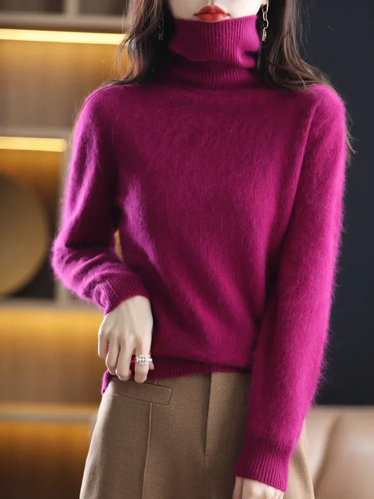 Women's Pure Cashmere Turtleneck Sweater - Soft Slim-Fit Knit