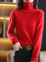 Women's Pure Cashmere Turtleneck Sweater - Soft Slim-Fit Knit