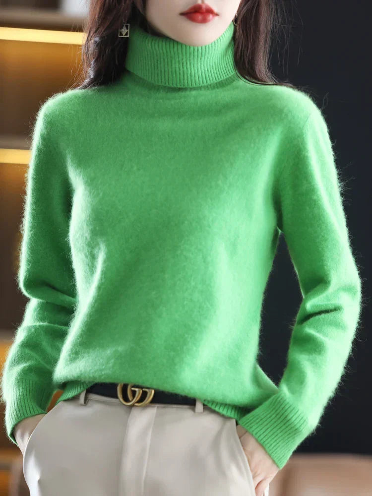 Women's Pure Cashmere Turtleneck Sweater - Soft Slim-Fit Knit