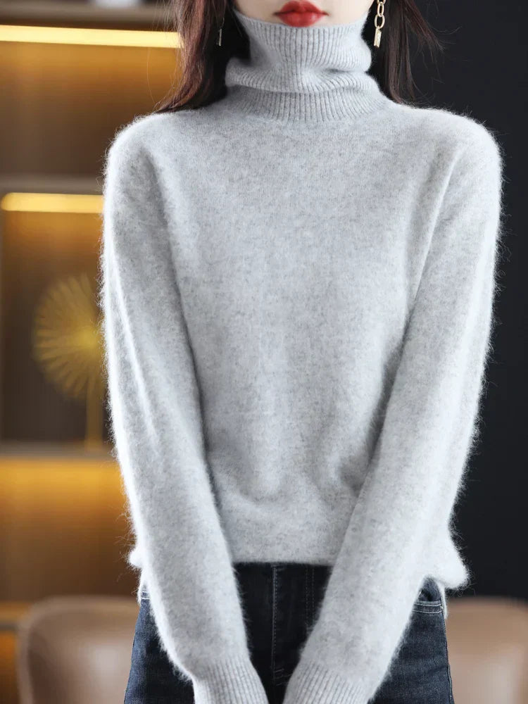 Women's Pure Cashmere Turtleneck Sweater - Soft Slim-Fit Knit