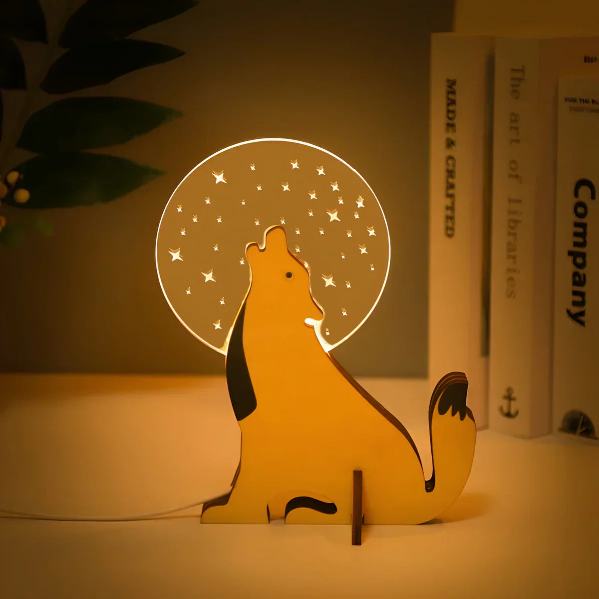 WildGlow Wooden Animal Table Lamp - Kids Night Light