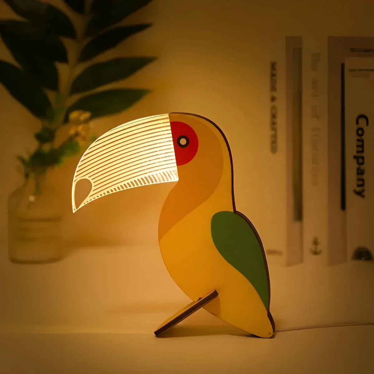 WildGlow Wooden Animal Table Lamp - Kids Night Light