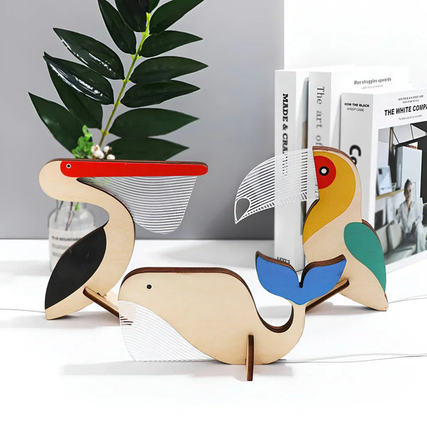 WildGlow Wooden Animal Table Lamp - Kids Night Light