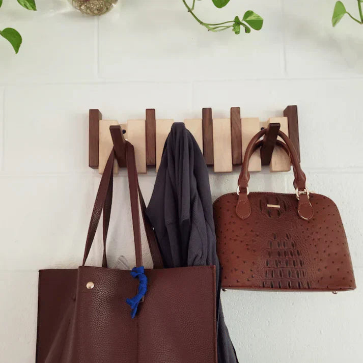 HarmonyCoat Wooden Piano Coat Rack - Stylish Entryway Hook Organizer