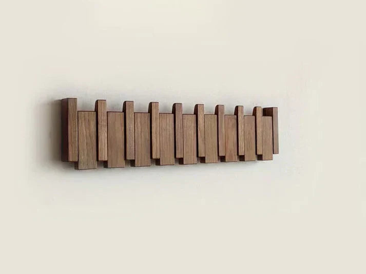 HarmonyCoat Wooden Piano Coat Rack - Stylish Entryway Hook Organizer