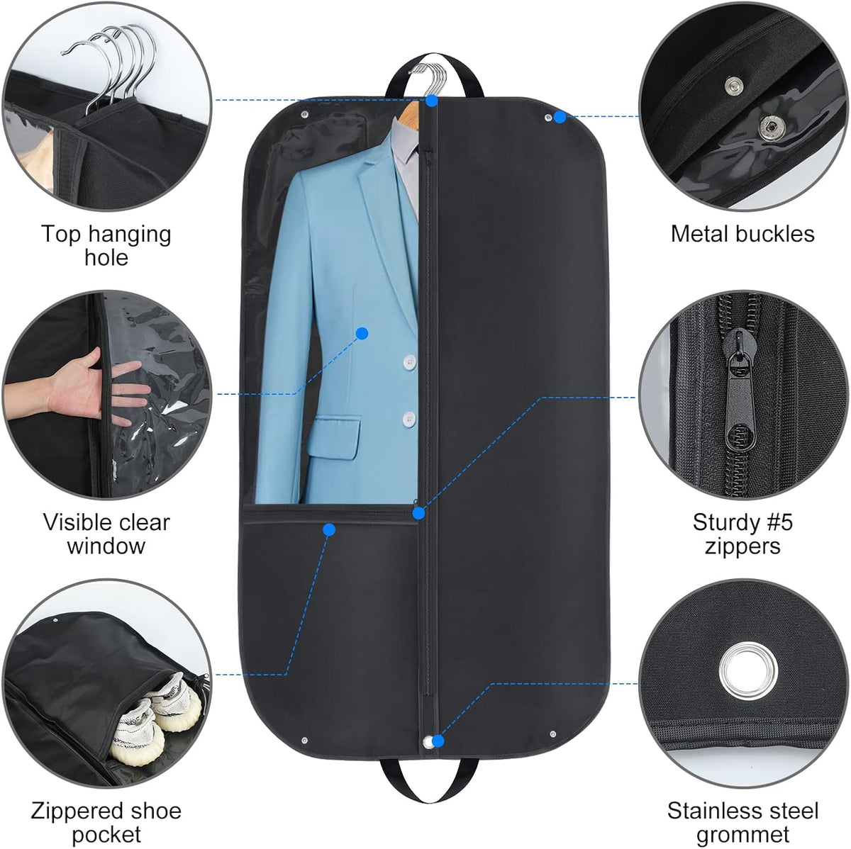 Waterproof Oxford Garment Bag - Suit Cover 2-Pack