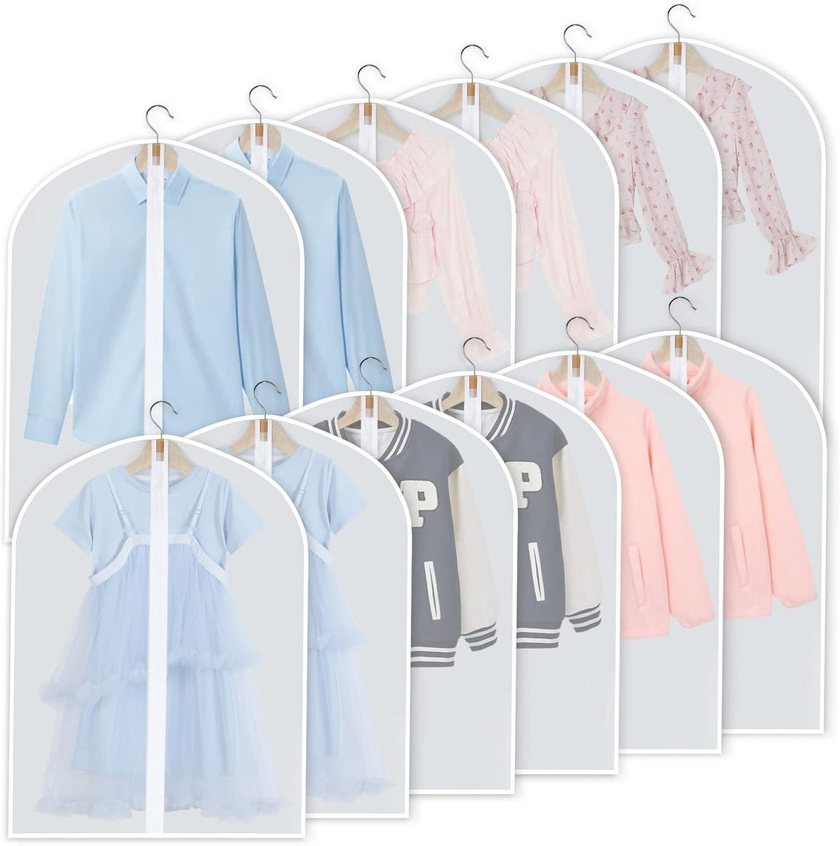 PEVA Garment Cover Set - Breathable Hanging Closet Bags