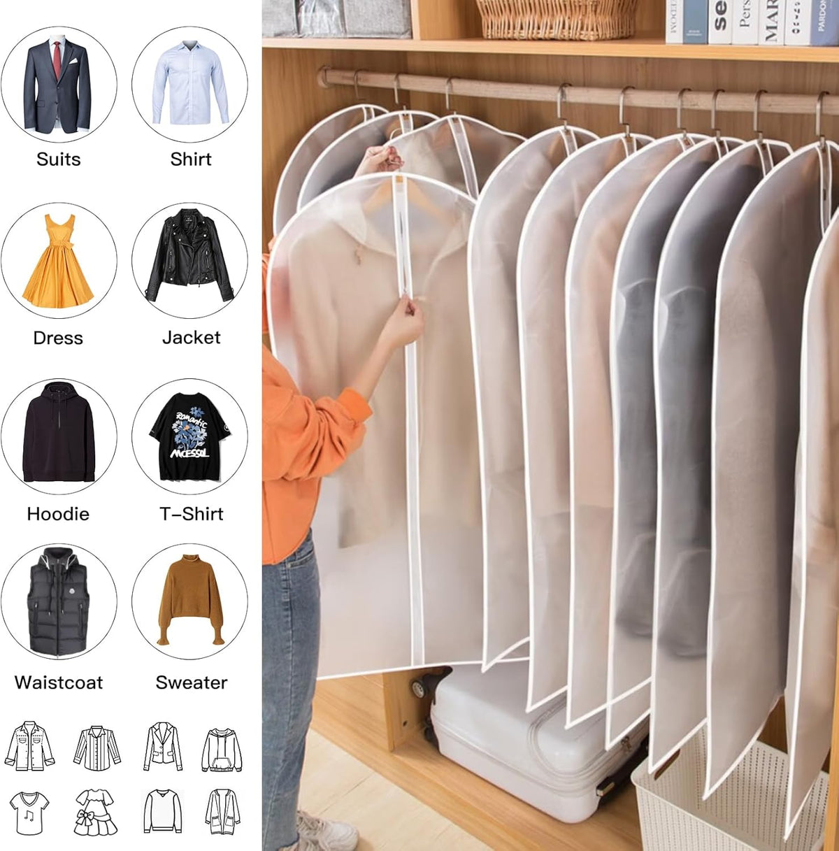 PEVA Garment Cover Set - Breathable Hanging Closet Bags