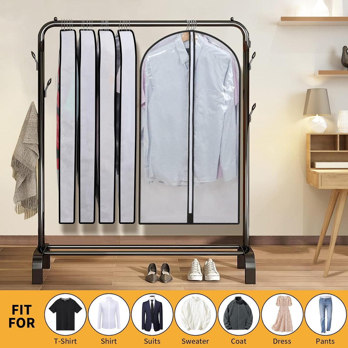 PEVA Garment Cover Set - Breathable Hanging Closet Bags