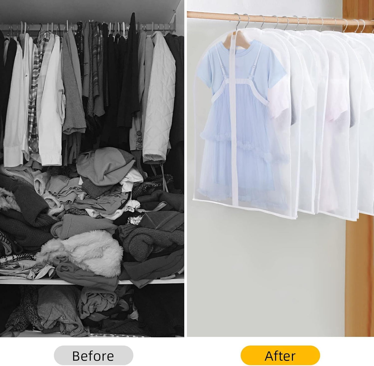 PEVA Garment Cover Set - Breathable Hanging Closet Bags
