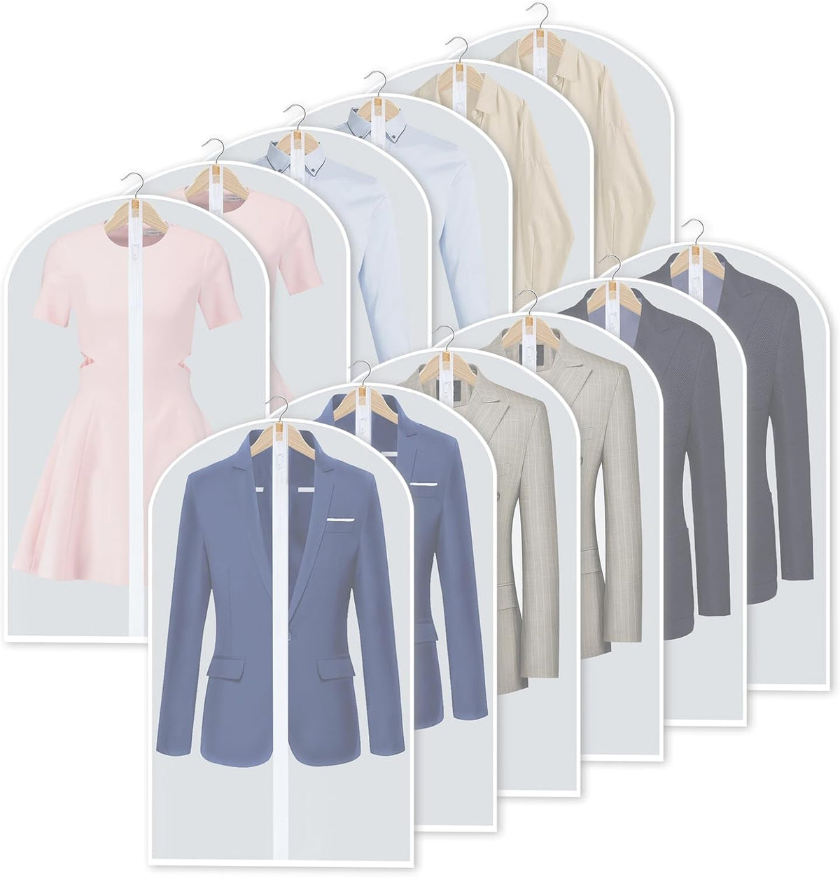 PEVA Garment Cover Set - Breathable Hanging Closet Bags