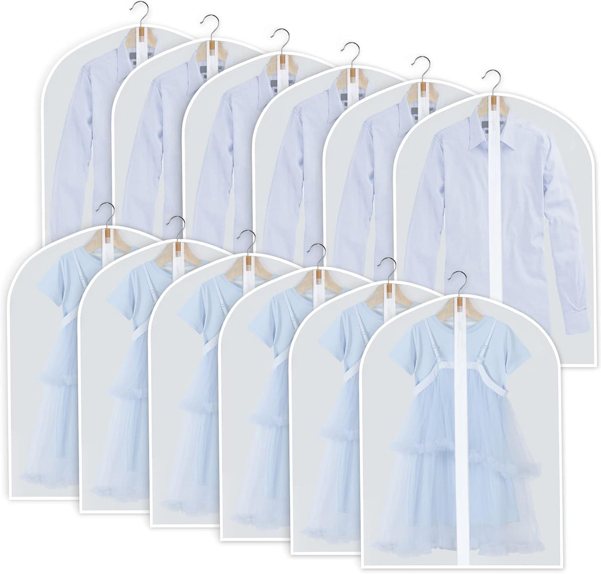 PEVA Garment Cover Set - Breathable Hanging Closet Bags