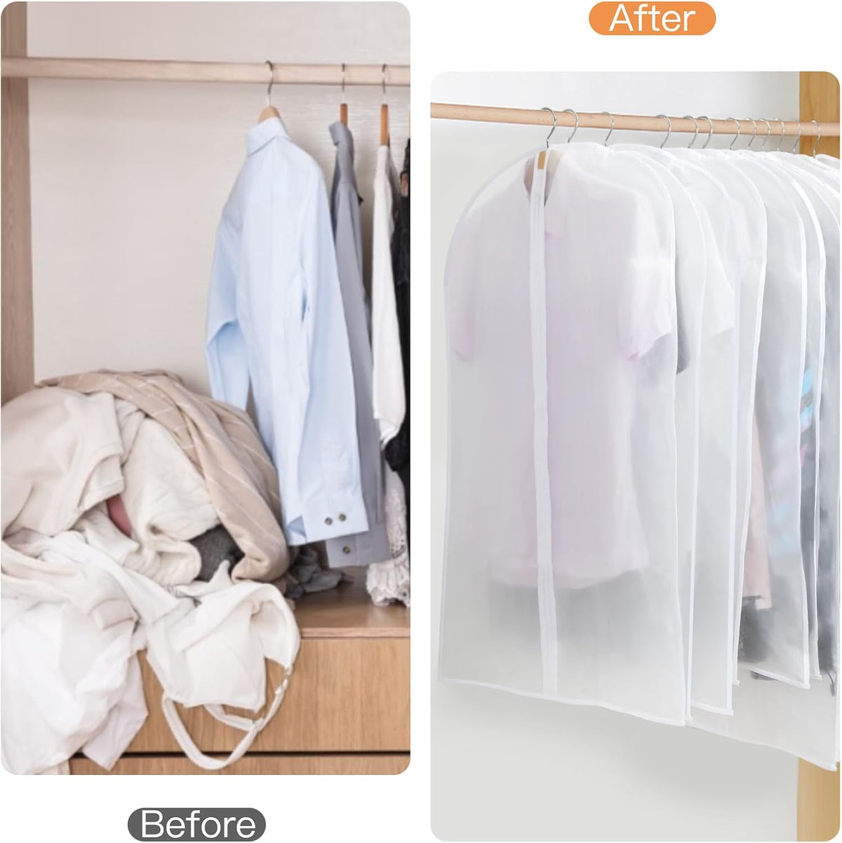 PEVA Garment Cover Set - Breathable Hanging Closet Bags